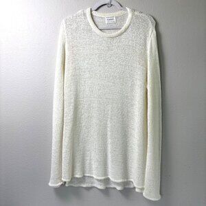 Sabo Open Knit Tunic Hi Low Sweater Womens M Off White Long Sleeve Crew Neck
